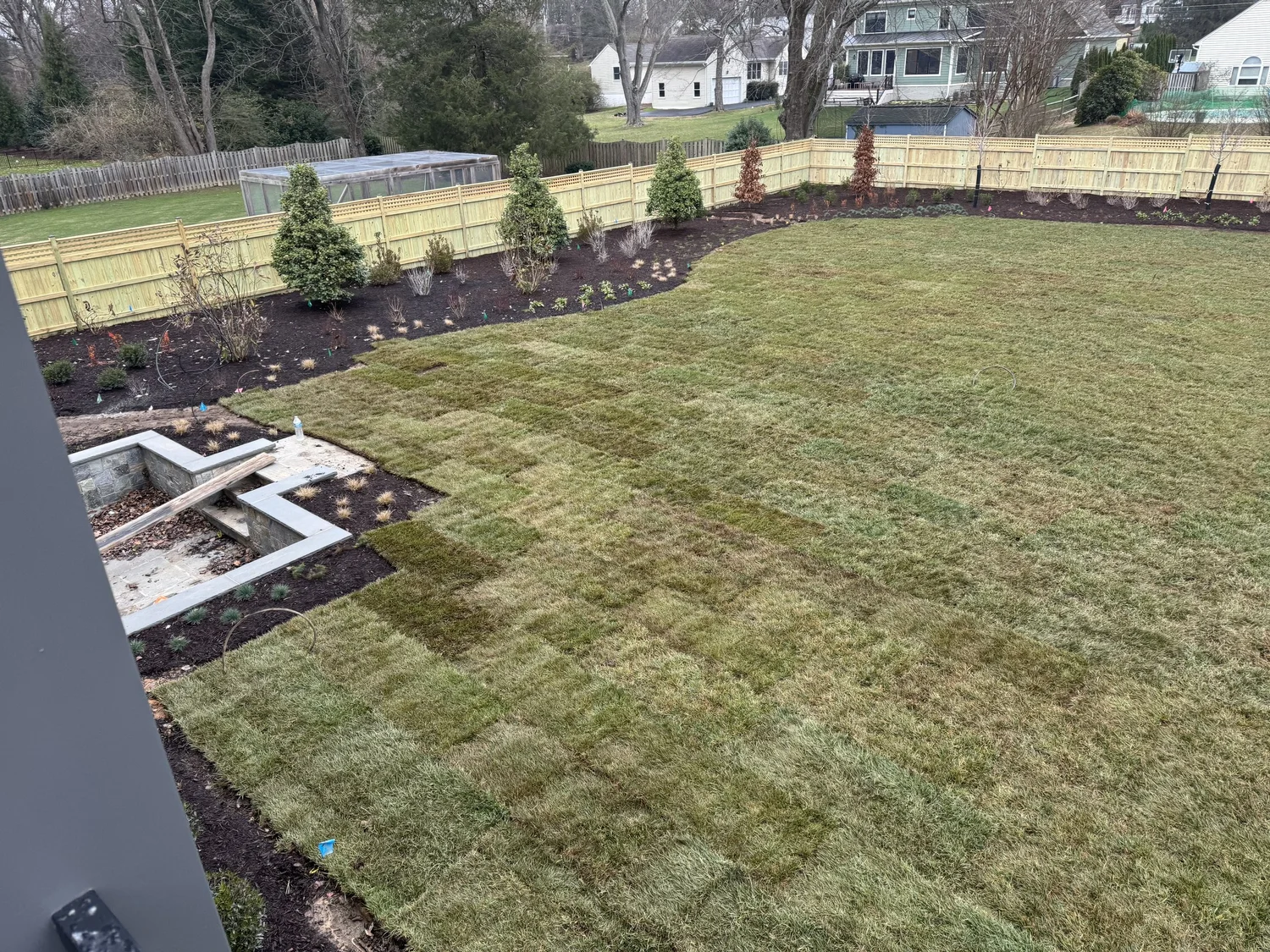 A detailed garden bed with fresh planting.
